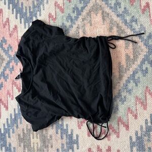 Black Short Sleeve Top with Side Ties